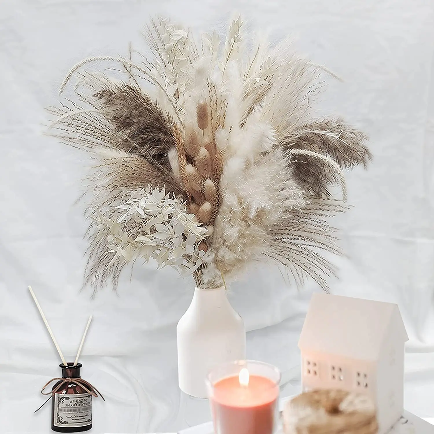 Hot Sale Custom Palm Pampass grass Bouquets Reed Dried flower Dry Small Mini Flower Bouquet For Decor Arrangement