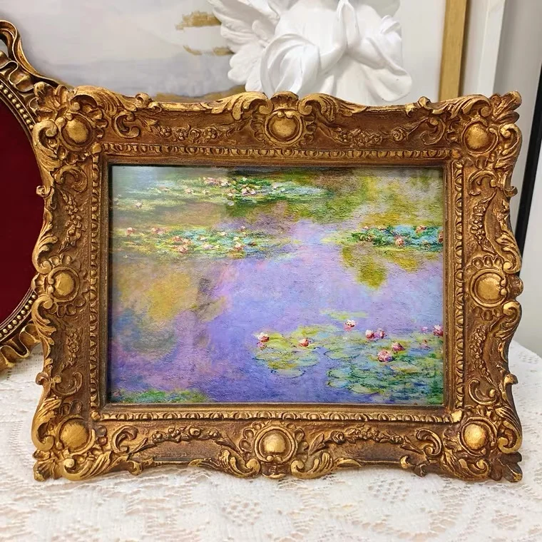 Antique Gold French Carved Resin Picture Frame Decorative Table Top Photo Art for Home Wall Decor