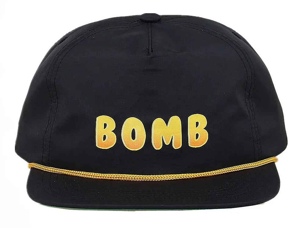 High quality Custom nylon unstructured flat brim snapback hat with rope