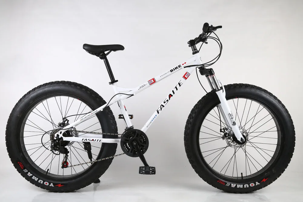 High quality Fat Bike 21 speed chinese steel frame 26 inch mountain beach bike with double disc brake snow bicycle