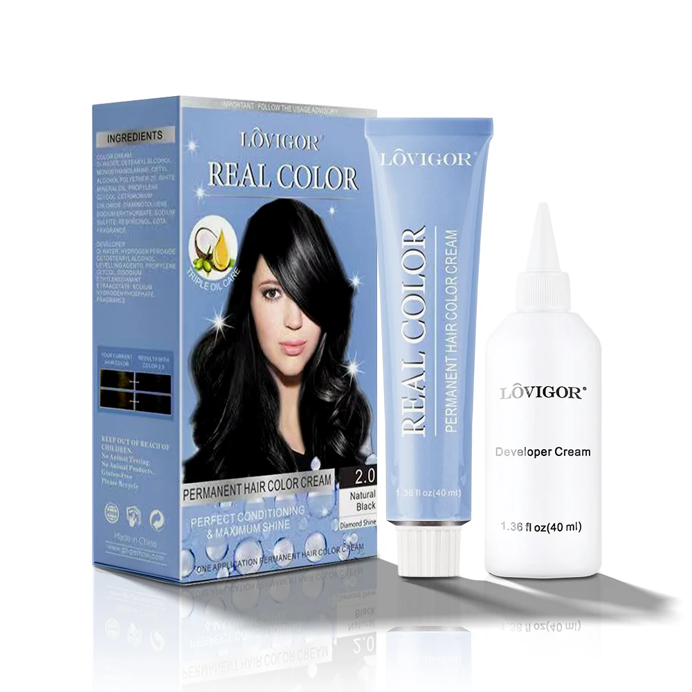 GMP hair color natural black brown hair cream ethnic salon and home use hair dye