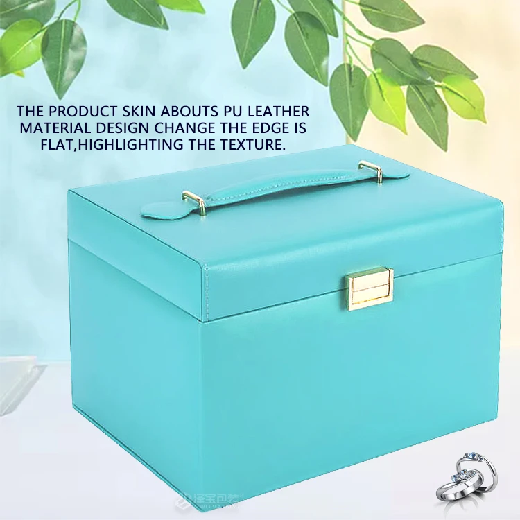 Zebo Custom PU Leather Multilayer drawer Large storage necklace earring ring jewellery case jewelry box organizer