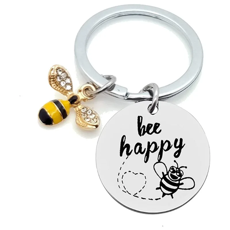Amazon hot selling wasp small pendant inspirational stainless steel bee keychain factory spot anime keychain wholesale