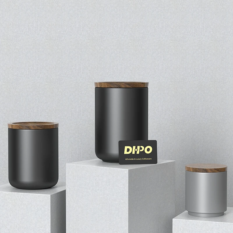 DHPO оптовая продажа контейнер для чая сахара кофейных зерен черная керамическая кофейная канистра герметичный Кухонный Контейнер хранения продуктов