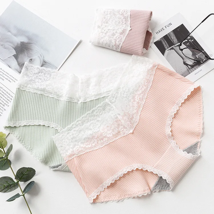 
Women panties hot selling pure cotton panties with lace edge pure cotton mid-waist factory direct sales 