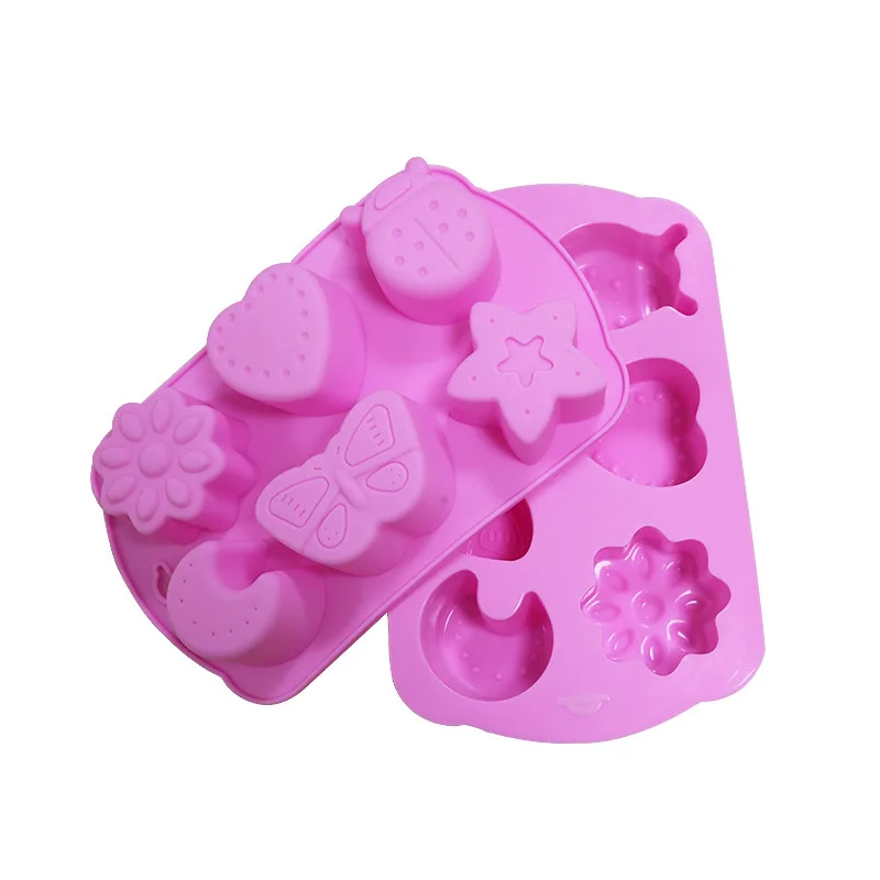 Yongli E-31 6 cavity insects butterfly moon star shaped 3d candy chocolate silicone molds cake decorating baking candy moulds