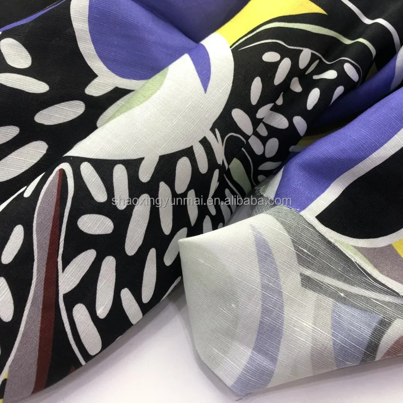 High quality custom digital printed 100% pure linen fabric