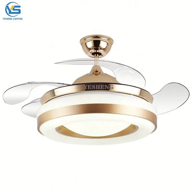 42 inch Modern Ceiling fan light with LED light and remote control dc motor Gold 36W Living room Bedroom Ceiling lamp