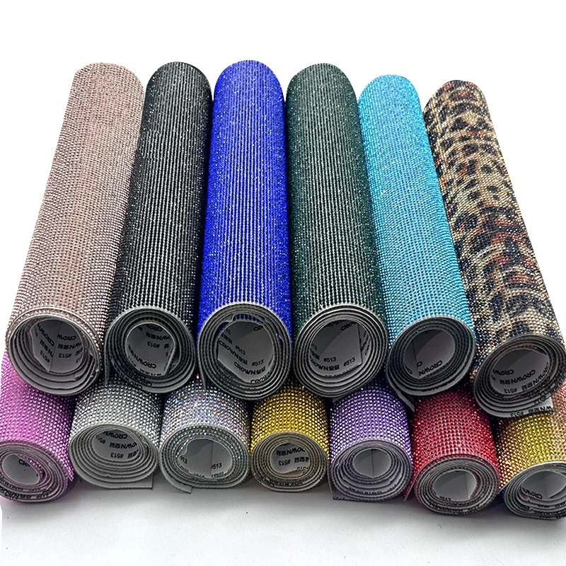 Bling Crystal Silver Colorful Rhinestone Sheet 59x7.9 Inch DIY Decorative Sticker Car Craft-Self-Adhesive Diamond Gems Sticker