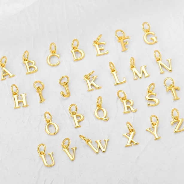 Fashion Jewelry S925 Sterling Silver Gold plated 26 initial Alphabet Necklace Niche design Mini A to Z DIY Letter Charms Pendant
