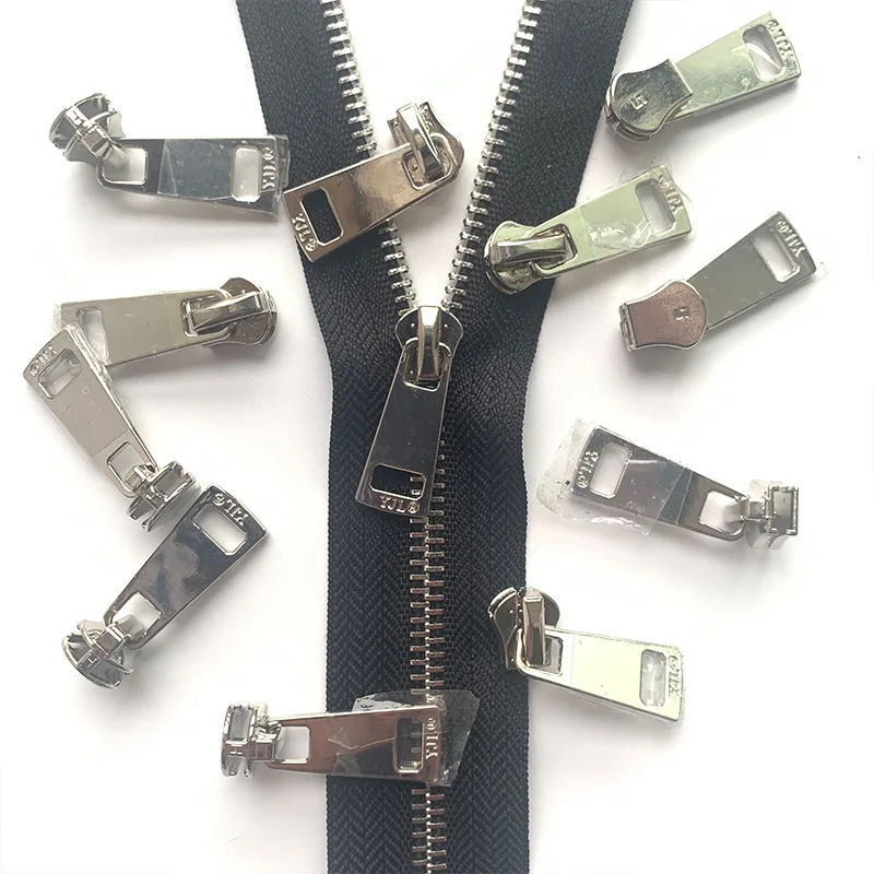 Custom Zipper Logo High Quality Pin Lock Metal Zipper Sliders 5# Plating Zipper Pull
