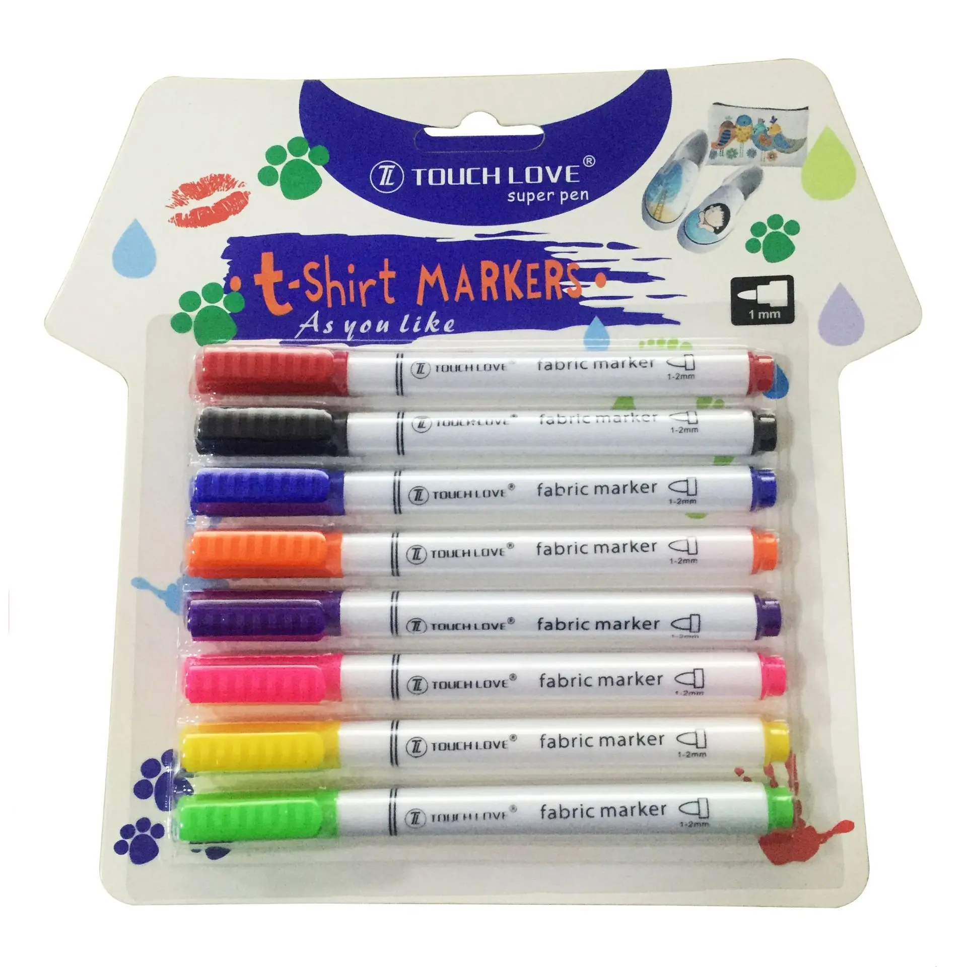Wholesale 8PCS Fabric Marker Washable Fabric Marker Pens Non Toxic DIY Graffiti Pen Drawing Fabric Marker Set For Kids