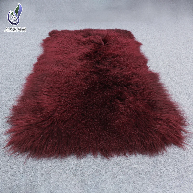 Premium quality karakul lamb fur plate rug long hair mongolian lamb fur plate