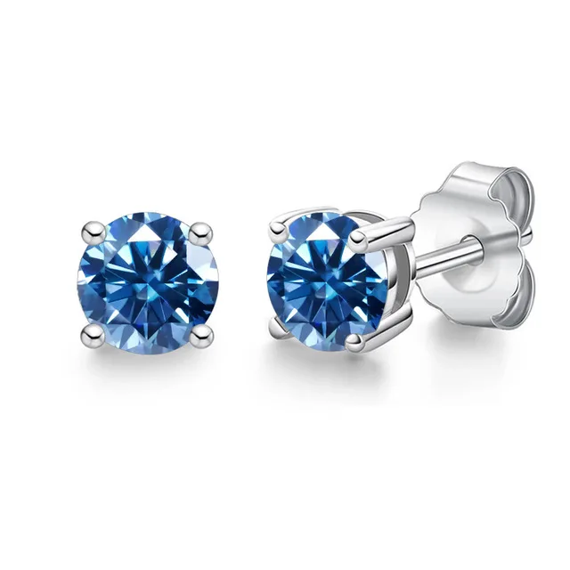 Black Yellow Green Champagne Yellow Purple Round Moissanite Girls Earrings 1 Carat High Gloss VVS GRA