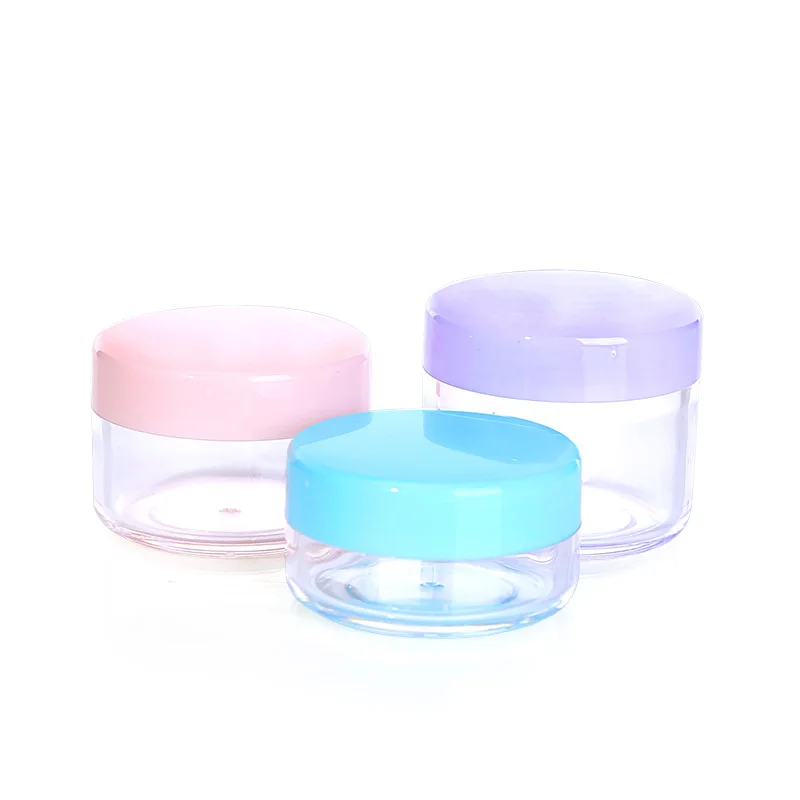 Mini round clear 2g 3g 5g 10g 15g 20g eco friendly cosmetic containers cream plastic jars with screw top lids