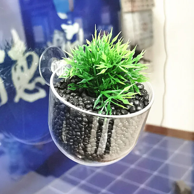 BRICE Succulents Cactus Fish Tank Planter Plant Pot with Shelf Suction Cup Round Shape Window Planter Suction Cup Plant Pot