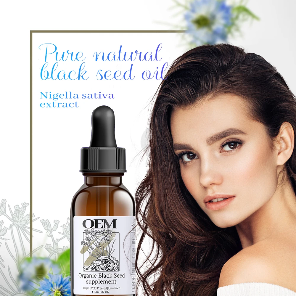 Private Label 120ml Organic Black Seed Oil Cold Pressed Natural Black Cumin Seed Oil For Hair Growth General Use Wholesale