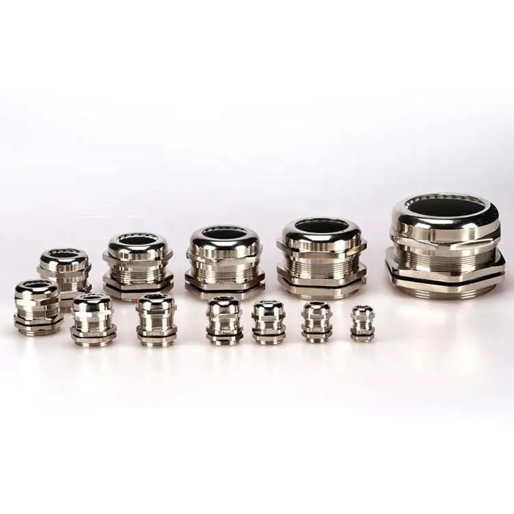 Brass Nickel Plated M10 M12 M16 M18 M20 M25 M32 M63 Cable Gland Waterproof Ip68 Cable Connector Locknut Stuffing Joint Thread