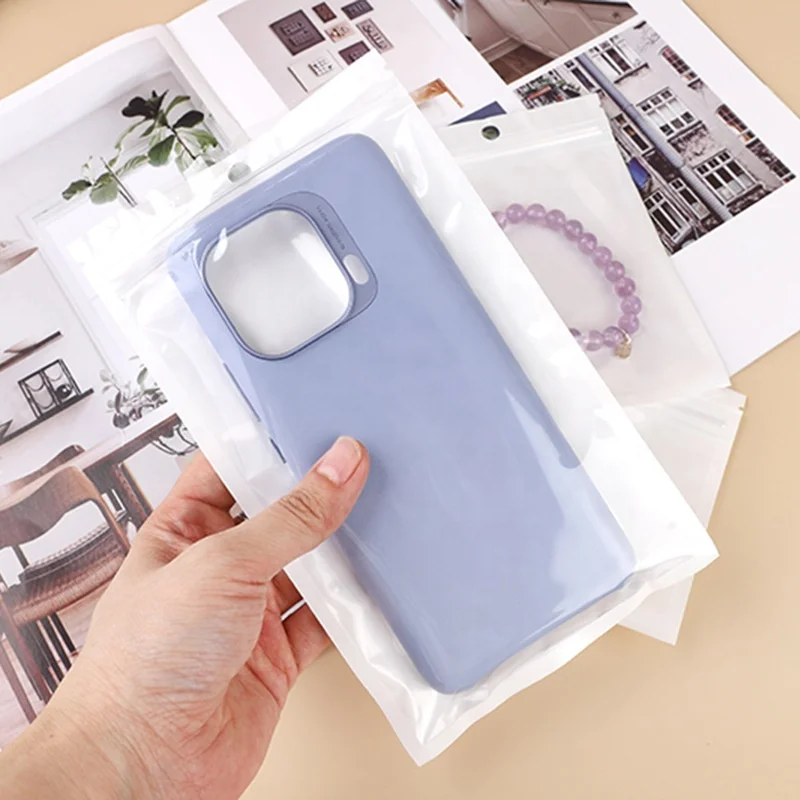 White Transparent Pearl Resealable Zip Lock Flat Mylar Plastic Packaging Zipper Bag With Hang Hole
