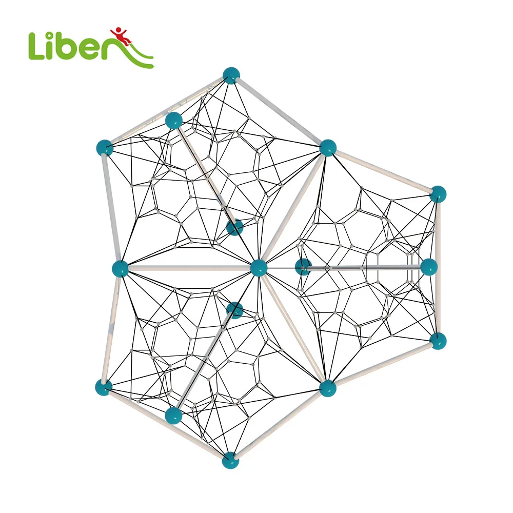 steel frame outdoor large rope climbing net kids for playground with ball joint connector