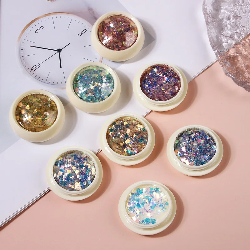 Private Label Mixed Mermaid Hexagon Chunky Glitter Sequins Acrylic Powder Nail Glitter Powder For Nails