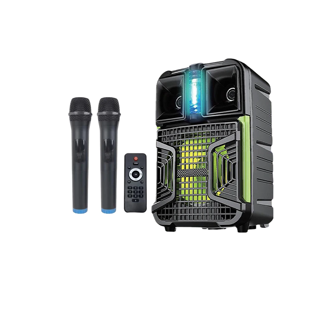 8 Inch Karaoke Circle Amplified Speaker Wireless Woofer Speaker Mic Remote Control Color Led Outdoor Tws Party Trolley Speaker