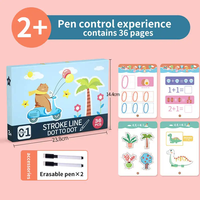 Hot Sale Training Erasable Paper Hand Painted Book Practice Education Toys Ce Tracing Pen Control Number Alphabet