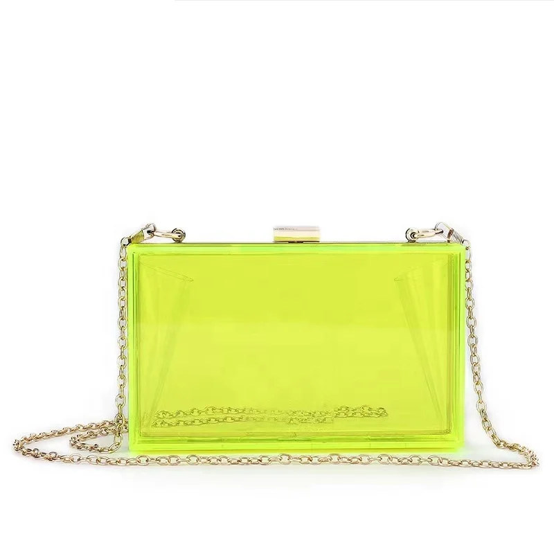 
Transparent Acrylic Clutch Bag Clear Crossbody Evening Chain Box Purse Handbag 