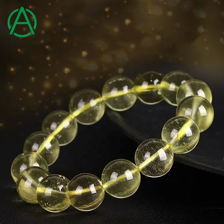 ArthurGem Genuine Rare Libyan Desert Glass Bracelets Natural Healing Libyan Meteorite Glass Bracelets for Women Men