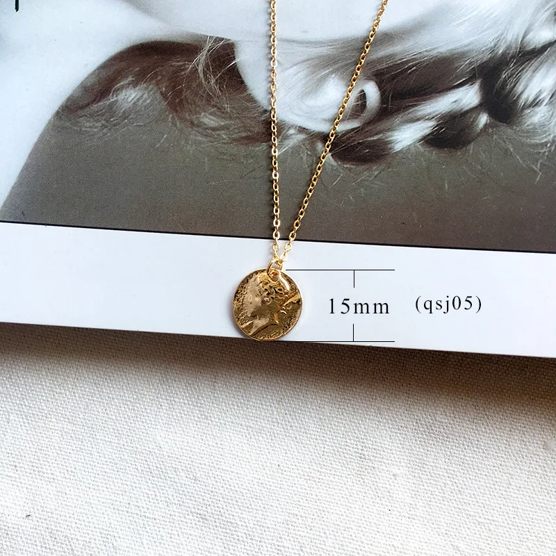 Fashion Roman figures round coin charm necklace for women gifts ancient COINS gold color chain necklace jewelry