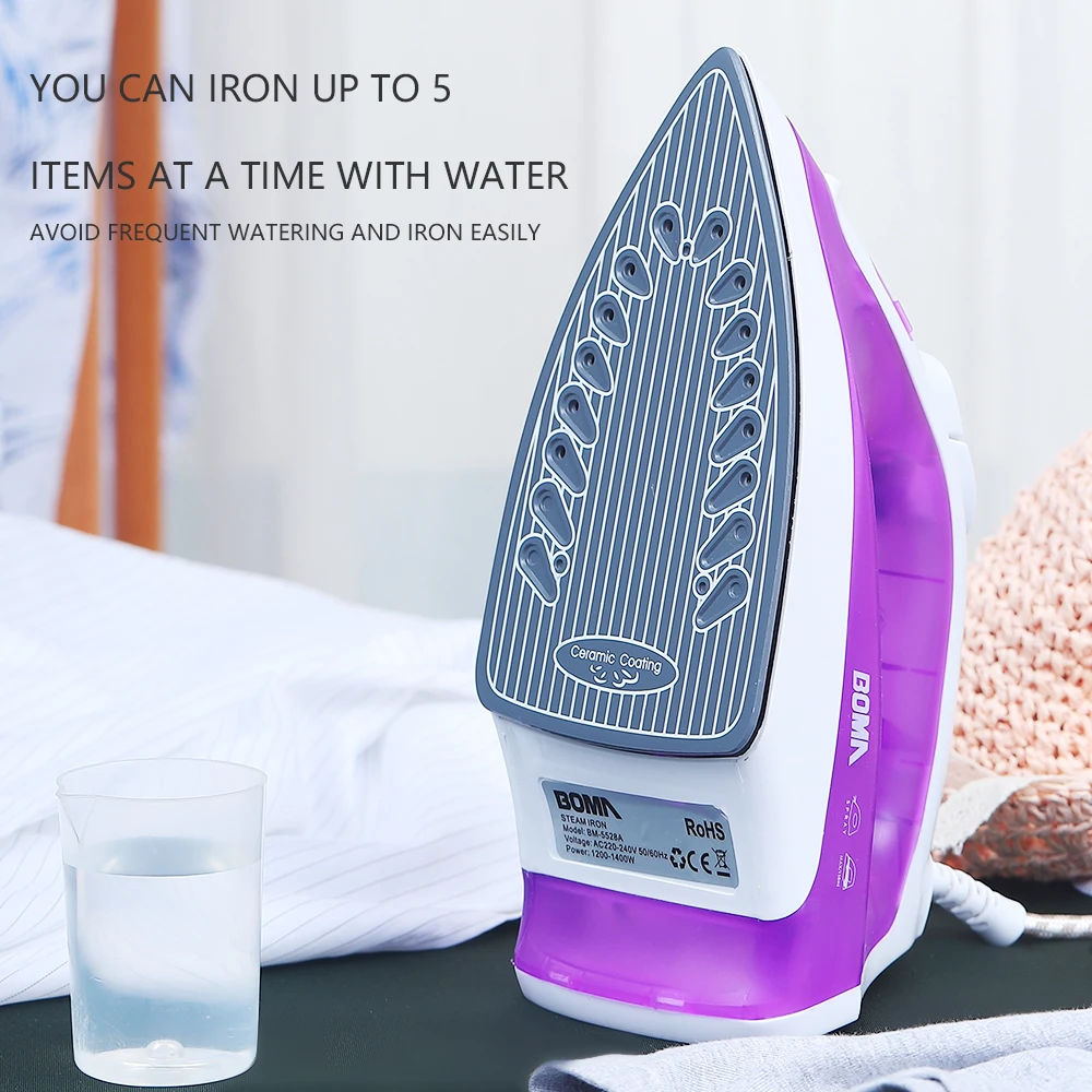 BOMA 220V 1200W Adjustable Temperature Ceramic Non-Stick Soleplate Vertical Steam Iron Electric Iron