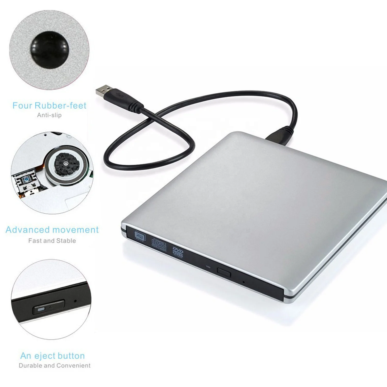  Внешний CD-привод USB 3 0 портативный привод CD/Dvd +/-Rw тонкий Dvd/CD Rom записывающее устройство горелка для ноутбука настольного ПК Windows 10/8/XP