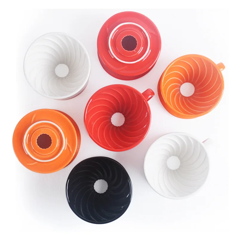 Hot Selling Ceramic Coffee Drip Filter Cup Glossy Spiral Coffee Filter Dripper