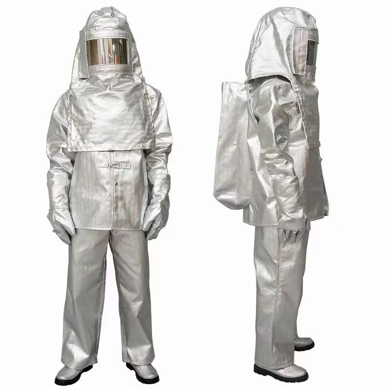 Anti Thermal Radiation Suit Fireproof flameproof Coveralls Composite Aluminium Foil Firefighter Uniform with  scba pocket