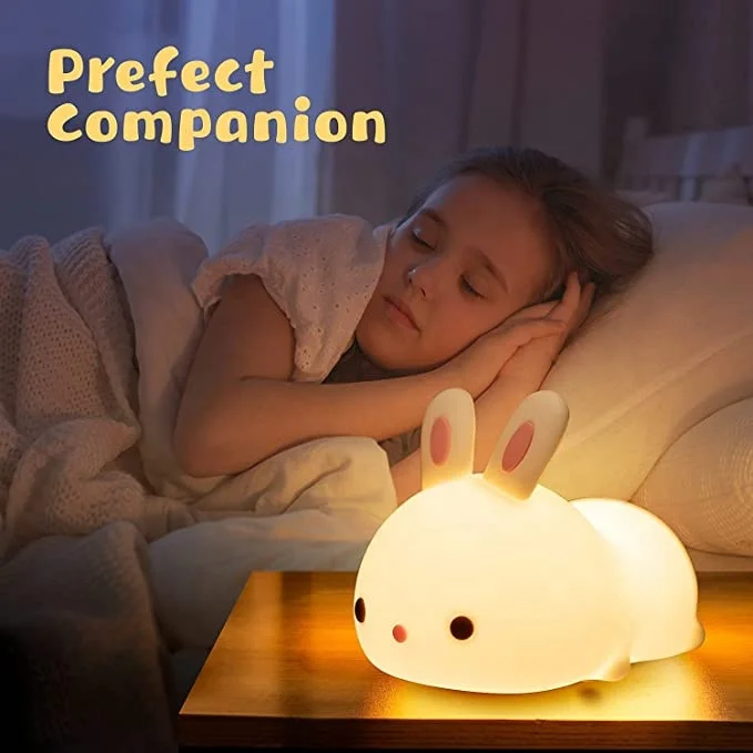 Cute Kawaii Bunny Lamp Room Decoration Multiple Colors Led Night Light Silicone USB Rabbit Kids Night Lights Lamp
