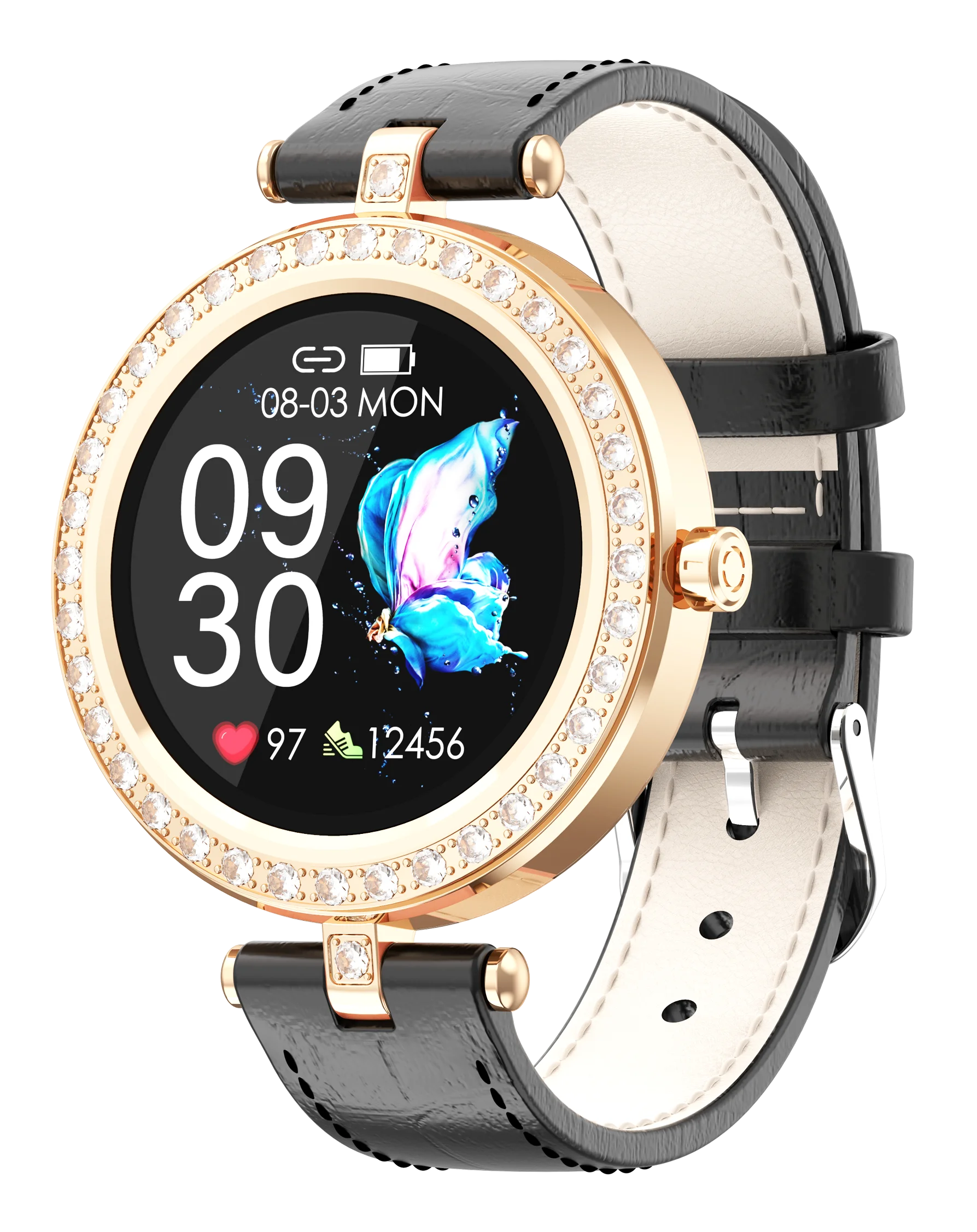 
CLOC multilingual round screen student step measurement message push call waterproof sleep monitoring Android smart watch 