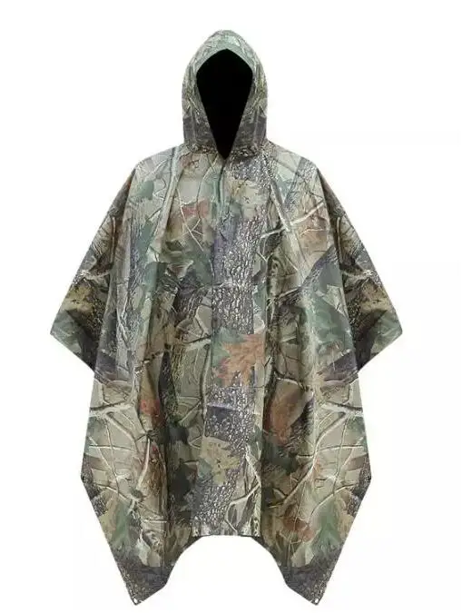Wholesale Multi function Cheap Camouflage Outdoor waterproof poncho Polyester PVC green rain poncho Raincoat for men and women