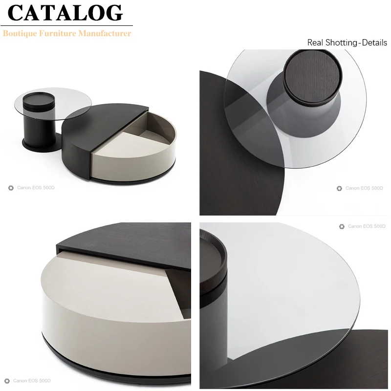 Living Room Furniture Decor Cafe Table Wood Coffee Table Combination Round Elegant Tea Station Side Coffee Tables