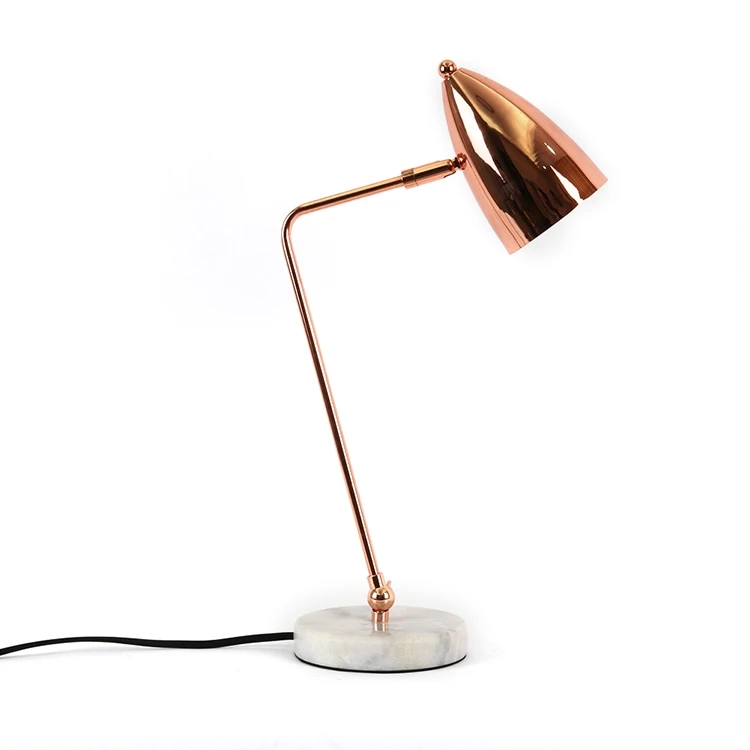 Minimalist small lighting metal marble material rose gold OEM custom Nordic LED E27 bulb table lamp