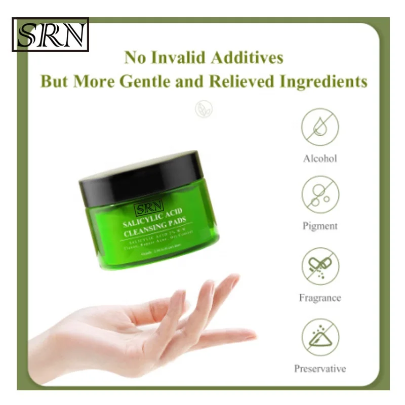 Private Label Salicylic Acid Glycolic Acid Pads Acne Treatment Facial Cleaning Pores Oil Control Skin Care