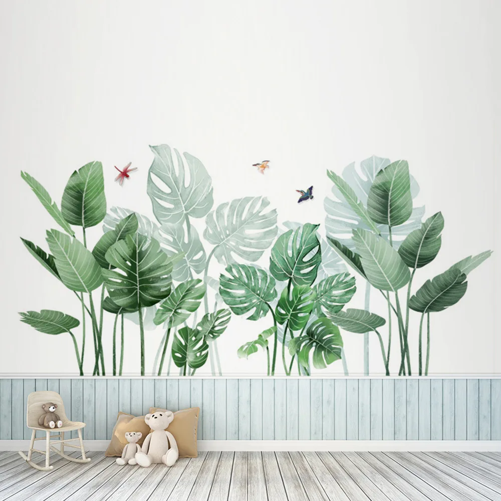 Nordic Green Leaf Wallpaper Wall Sticker Home Decoration Living Room Bedroom DIY Fashion Wall Sticker