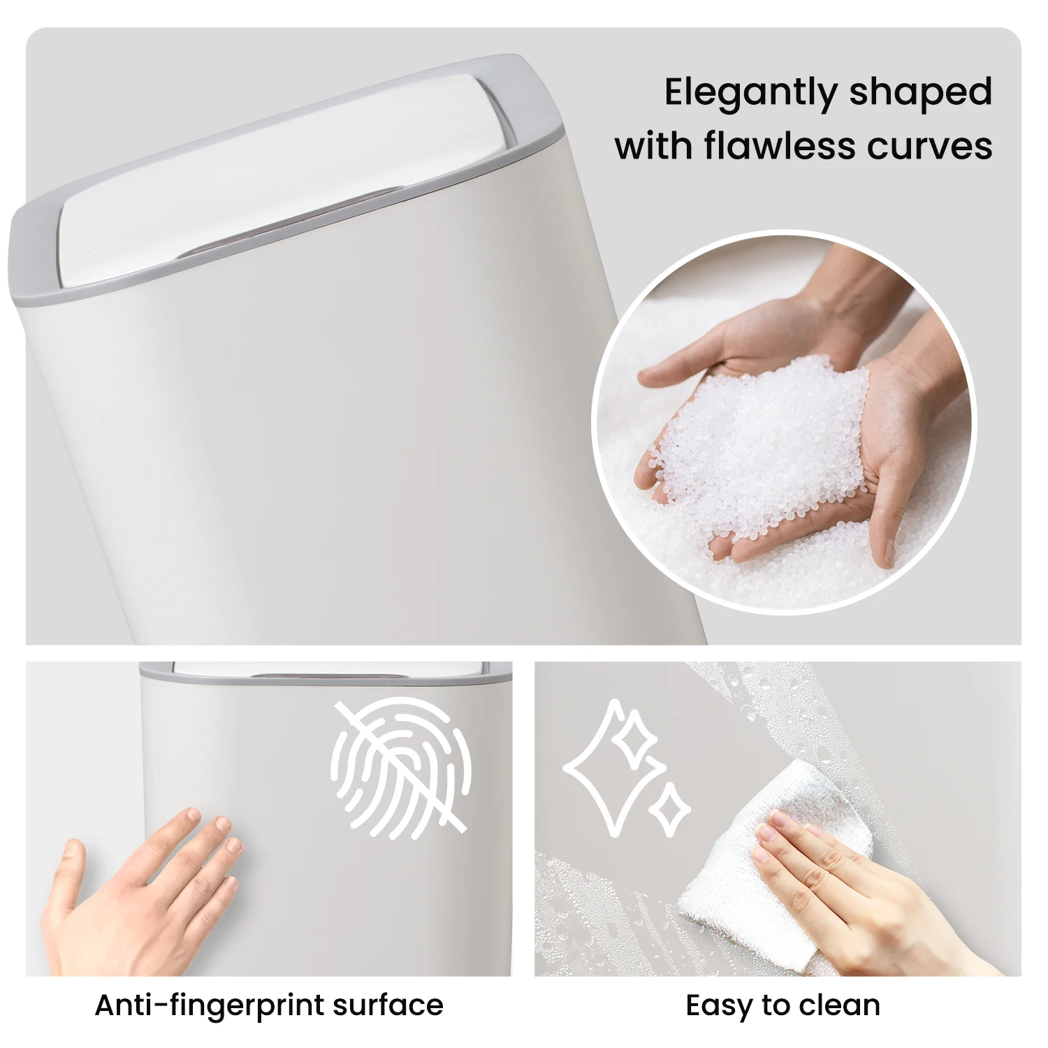 JILI 10L Smart Trash Can: With a motion sensor for auto-open convenience Smooth surfaces make cleaning a breeze