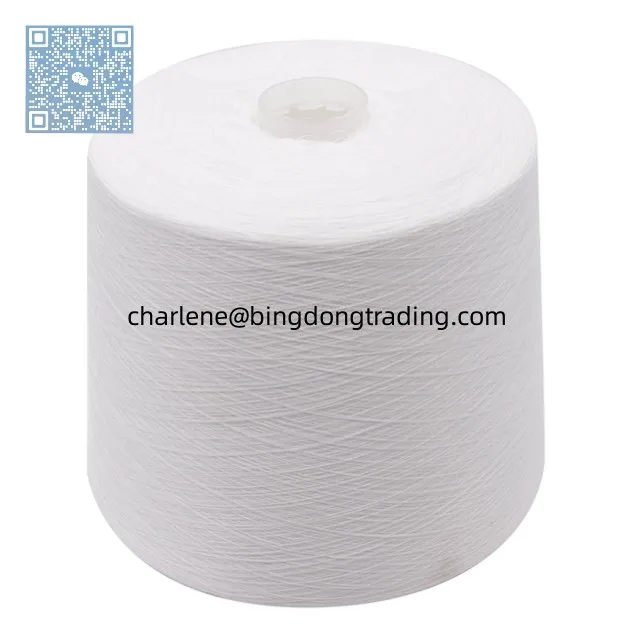 Cheap Wholesale T Shirt Bleach White Bright Semi Dull Dyeing Ring Yarn Manufacture Spun Polyester for Knitting Woven Bag Free