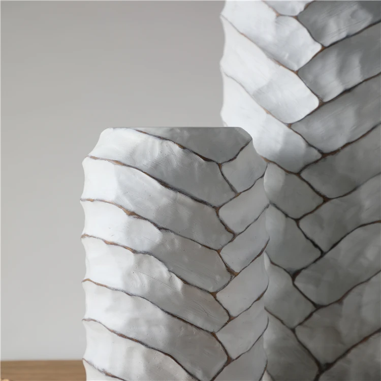 Wholesale tall white abstract resin floor flower vase for home decoration