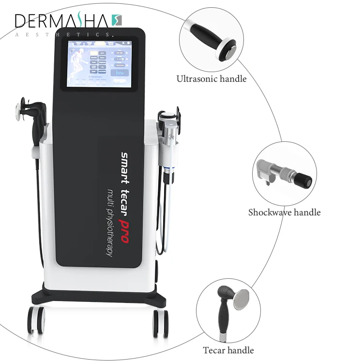 3 In 1 Back Knee Pain Relief Ems Rf CET RET Smart Tecar Wave Therapy Machine Tecar Ultrasound Therapy 3 Handles With Shockwave