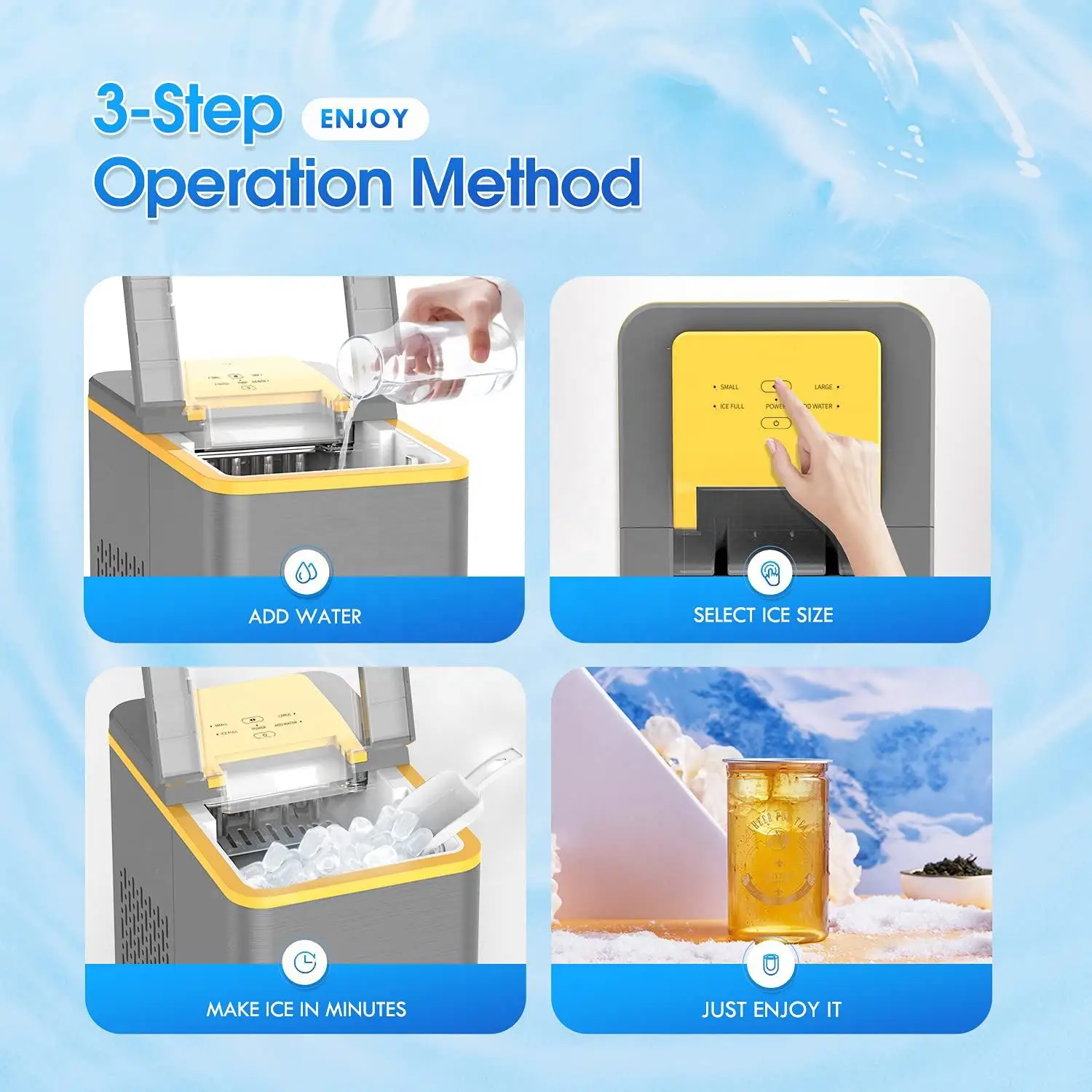 Ice Maker Portable Ice Maker Countertop Ice Maker Machine for Home/Office/Camping/Mini/Small/Table Top/Electric with Spoon 26.5