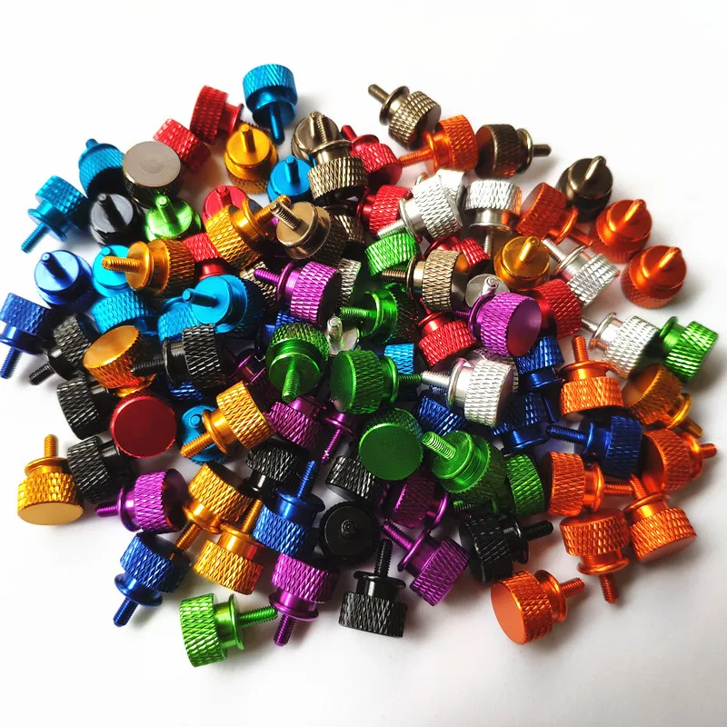 High precision Aluminum stainless steel brass knurled screw round knurled head anodized aluminum thumb screw PC screws
