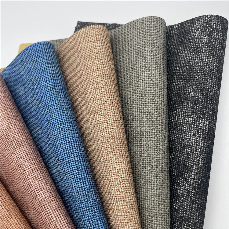 Woven Textured Embossed Pu Artificial Leather Woven Soft Cotton Bottom For Shoes And Bags Making