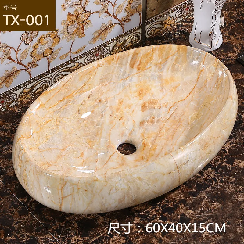 European Style Handmade Color Feature Custom Top Lavatory Marble Pattern Solid Surface Countertop Art Sink For Bathroom