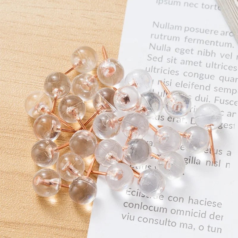 80 PCS Transparent Thumbtacks Rose Gold Round Head Map Tacks with Steel Needle Points for Map Drawing Cork Notice Board Office